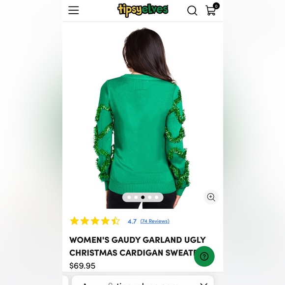 Tipsy Elves- WOMEN'S GAUDY GARLAND UGLY CHRISTMAS CARDIGAN SWEATER & Leggings - Picture 2 of 10
